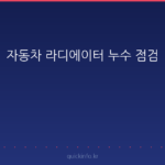 라디에이터 누수 점검, 엔진 식은 뒤 확인할 세 곳 (호스 연결부·워터펌프·압력 캡)